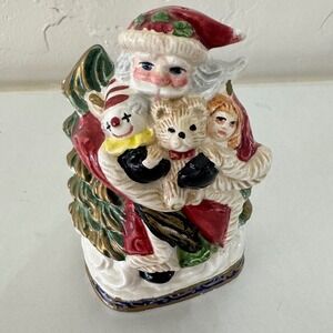 1994 VTG Old World Ceramic Santa Claus Salt or Pepper Shaker with Toy